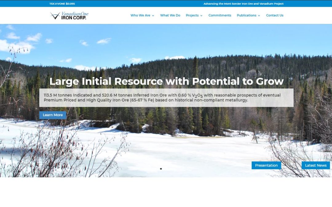 Vanadium One Iron Corp. Launches New Website